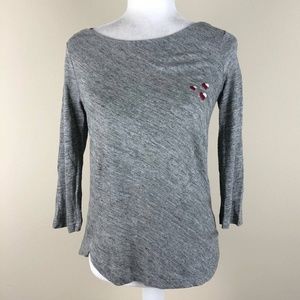 FRAME Heathered Gray Weekend Linen Tee Heart